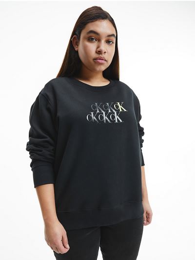 Calvin Klein Ruhák HU920941 | Calvin Klein Cropped Organic Cotton Logo Női Pulóver Fekete